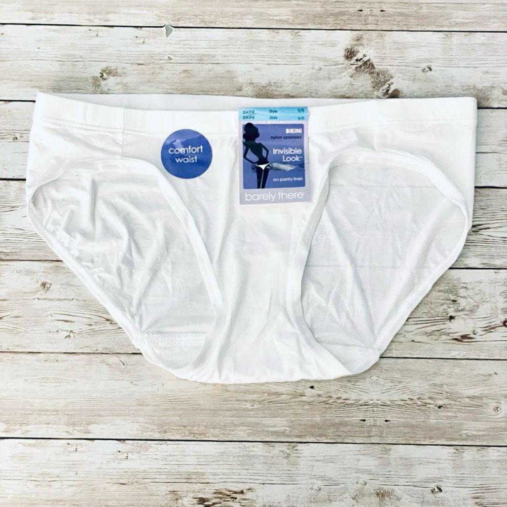 NWT barely there Sz 5/S White Invisible Look Nylon Spandex Bikini No panty lines
